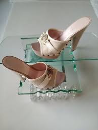 Versace Medusa Ivory Suede / Leather Platform Wooden Clogs ...