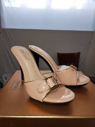 Women's Slide Sandals Metallic Casual Open Toe High Heel ...