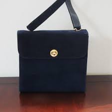 Vintage 1960's 1970's Purse Handbag Black Suede Top Handle ...