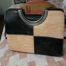 Gucci | Bags | Gucci Black And Cream Croc Embossed Bag | Poshmark