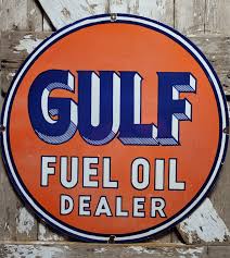 VINTAGE GULF PORCELAIN SIGN 30" OLD GAS PUMP STATION CAR ...