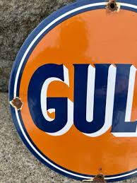 Vintage Gulf Gasoline Sign - Porcelain Gas Oil Pump Plate ...