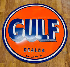 Vintage Porcelain Enamel Gulf Dealer 48 Inch Double Sided ...