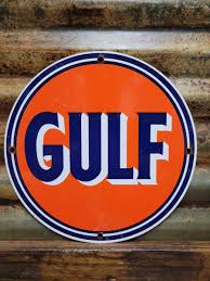 VINTAGE GULF PORCELAIN SIGN OIL GAS STATION PUMP PLATE ...