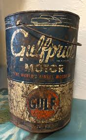 Vintage Gulfpride Motor Worlds Finest 5 Quart Gulf Metal Oil ...
