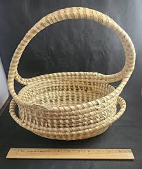 VINTAGE Gullah Charleston South Carolina Handled Sweet Grass BASKET Handmade | eBay