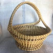 Sweetgrass Basket, Vintage Handmade Basket With Handle - Etsy