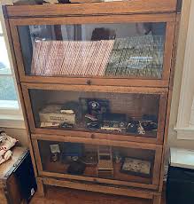 antique Oak book Case - Three Sections with Glass Doors ...