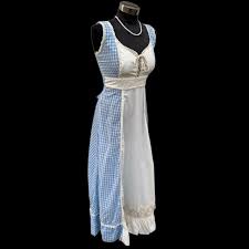 Vintage 70s Blue Gingham Lace Up Corset Maxi Dress... | Depop