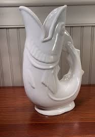 Shreve, Crump & Low Gurgling Cod Pitcher, Made in England, Vintage, 1980s, White Glaze Ceramic, Boston Tradition - Etsy Finland
