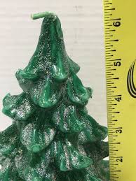 Vintage Christmas Tree Wax Candle 6” w/ Glitter Village ...