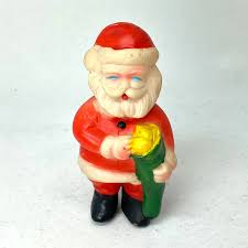 Vintage Christmas Blue Eyed Santa Squeaker Toy Figure ...