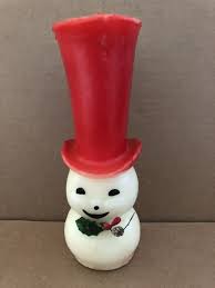 Vintage GUILD HOUSE Christmas Candle Figural SNOWMAN w/ RED ...