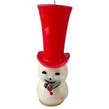 Vintage Gurley Unused Candle Snowman Red Top Hat Red Holly ...