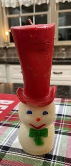 Vintage Gurley/Suni Candle Snowman Red Top Hat Green ...