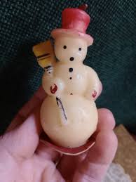 2 Vintage Christmas Tavern Candles, 2.75" Snowman & Choir ...