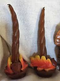 Vintage Lot 5 Candles Gurley's Turkeys Stick Autumn Leaves ...