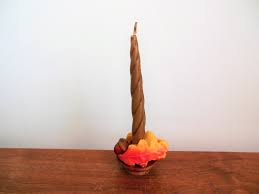 Gurley Thanksgiving Candle, Tall Brown Taper With Leaves and ...