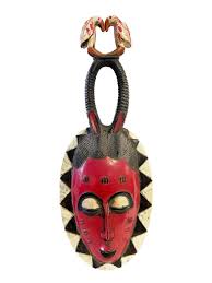 2246 Vtg African Guru Portrait Bird Mask Cote d'Ivoire 22.5" H