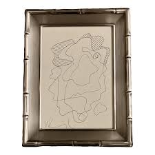 1980's Original Wayne Cunningham Abstract Ink Drawing Silver Tabletop Frame | Chairish