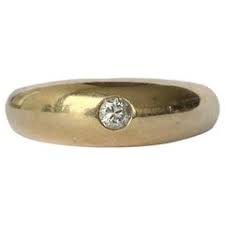 Galen 1990s Diamond Solitaire Band 18ct Gold Platinum For Sale at 1stDibs