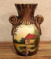 Vintage Belgium Pottery Vase Hand Painted 6'' | eBay
