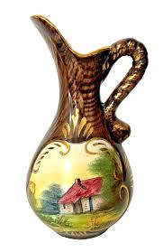 Belgium Art Pottery 144 Brown Ceramic 7" Creamer Pitcher w ...