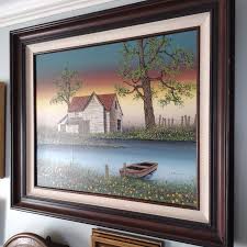 H. Hargrove 1984 Original Oil Painting "Lakehouse." Artist signed. · Whatnot: Shop, Sell, Connect