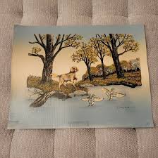 New H. Hargrove Painting Dog And Ducks Unframed | eBay