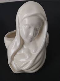 Vintage Madonna And Baby Planter, White Matte Finish, Mary ...
