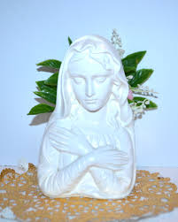 Vintage Virgin Mary Madonna Praying Planter White on White ...