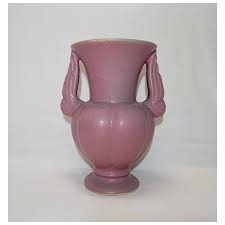 Niloak pink Ozark dawn double handled vase. For Sale at Ruby Lane