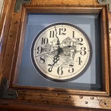 Arts & Crafts Clock with Shelves Oak Finish, Stunning!! County Mill Scene | eBay