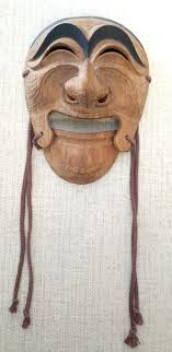 Vtg. Korean Handcarved Wood Hahoe Wall Mask Theater Comedy ...