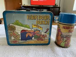 VTG HAIR BEAR BUNCH METAL LUNCHBOX WITH THERMOS HIGH GRADE ...