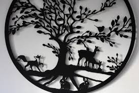 Large Black Tree of Life Animal Nature Wall Hanging Garden ...