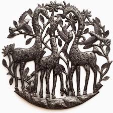 Haitian Steel Drum Art Giraffe Family – Many Hands Gallery