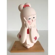 Vintage Mid Century Japanese Porcelain Bisque Gumps Exclusive Hakata Doll Female Figurine | Chairish