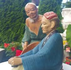 2 HAKATA doll vtg japanese shoe cobbler figurine statue antique basket bowl man | eBay Australia