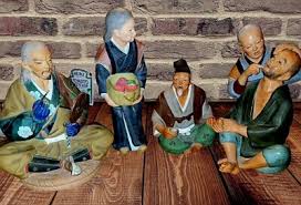 Vintage Hakata Urasaki Doll Clay Figurine Set of Four VERY ...