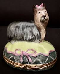 LIMOGES CHAMART PEINT MAIN YORKSHIRE TERRIER DOG FIGURAL TRINKET PILL BOX FRANCE | eBay