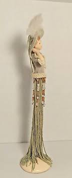 VTG 2000's Sage Green Tassel Doll Porcelain Torso on a Stand with Hanging Beads | eBay