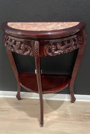 Pre-antique Ornate Carved Rosewood Marble Top Halfmoon Console/side Plant Table/shelf/entryway Bar Table/36h-25.5w-12.7”d/local Pickup Only! - Etsy