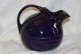 Vintage Pottery Retro Ball Shape NAVY BLUE Water Juice Pitcher w/ Ice Lip MCM | eBay