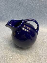 Vintage Hall Ceramic Water Pitcher 633 Tilted Ball Dark Blue w Ice Lip Scratches | eBay
