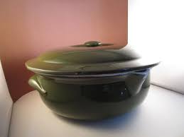 Vintage Hall China Forest Green & White Round Baking ...