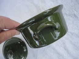 Vintage Olive Green Hall 74 Stoneware Covered Casserole Dish ...