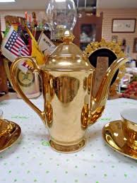 ALL-Over GOLD China DEMITASSE SET Teapot with Two Cups and ...