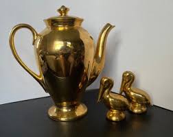 Vintage Hand Decorated Coffee Pot and Stork Salt & Pepper ...