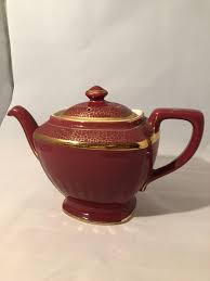 Vintage Hall Burgundy And Gold Teapot | Mercari